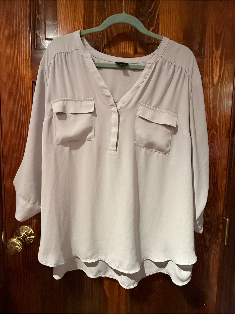 torrid Light gray Split V-Neck Utility Blouse